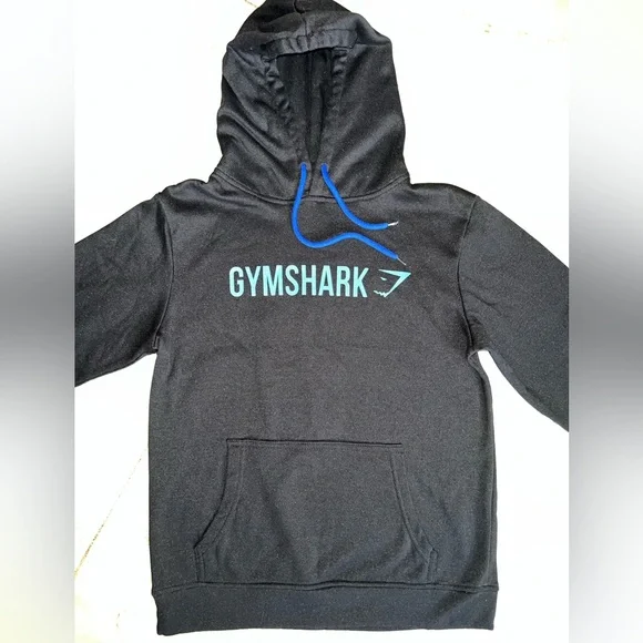 Gymshark Black Hoodie with Blue Accents - Picture 3 of 6